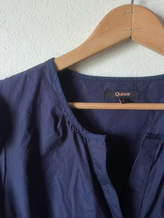 QUINCE Navy Tiered Short-Sleeve Maxi Dress - Picture 2 of 4